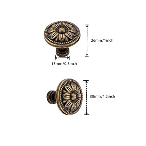 GDQLCNXB Vintage Flower Shape Cabinet Drawer Knobs,Pull Handle Metal Flower Shape Cabinet Drawer Door Knob Bronze Tone 10 Pcs - Image 2