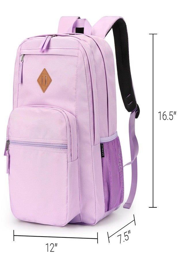 ZORFIN 26L Backpack for School, College, and Travel: Water Resistant Bookbag with 8 Compartments, Light Purple, 16.5 Inch - Image 3