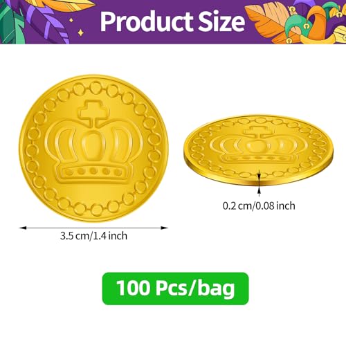 Geodurn 100 Pieces Plastic Mardi Gras Coins Set Assorted Gold Purple and Green Coins Bulk for Mardi Gras Table Decorations Parade Throws Party Favors Carnival Games and Themed Events for Kids Adults - Image 5
