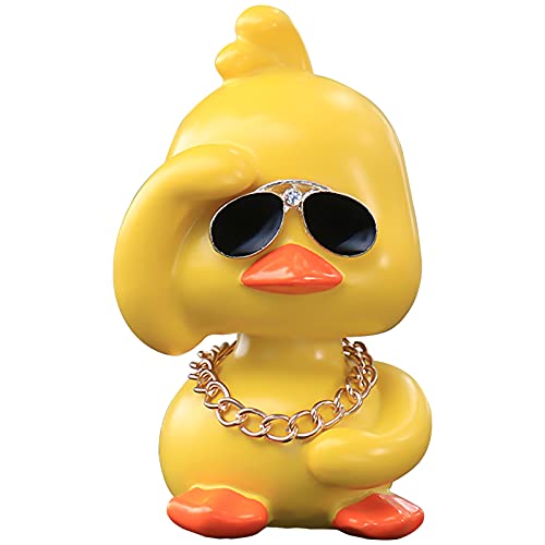 wonuu Cute Yellow Duck Car Ornaments Cool Duck Car Dashboard Decorations Shaking Head Doll - Image 1