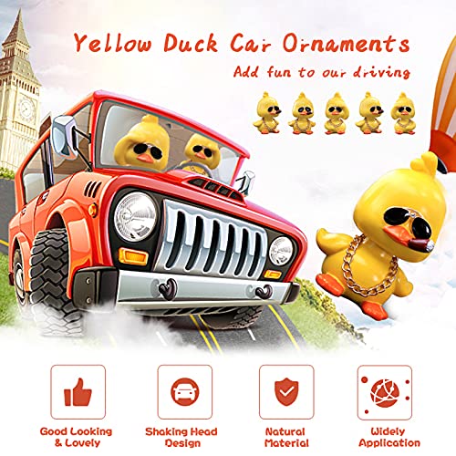 wonuu Cute Yellow Duck Car Ornaments Cool Duck Car Dashboard Decorations Shaking Head Doll - Image 3