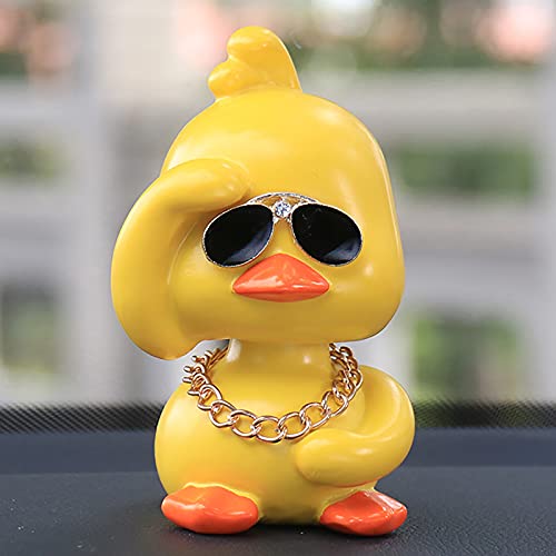 wonuu Cute Yellow Duck Car Ornaments Cool Duck Car Dashboard Decorations Shaking Head Doll - Image 5