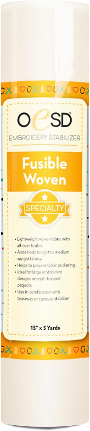 OESD Fusible Woven Cut Away White Fabric Interfacing 15 x 5 Yd Roll - Image 1
