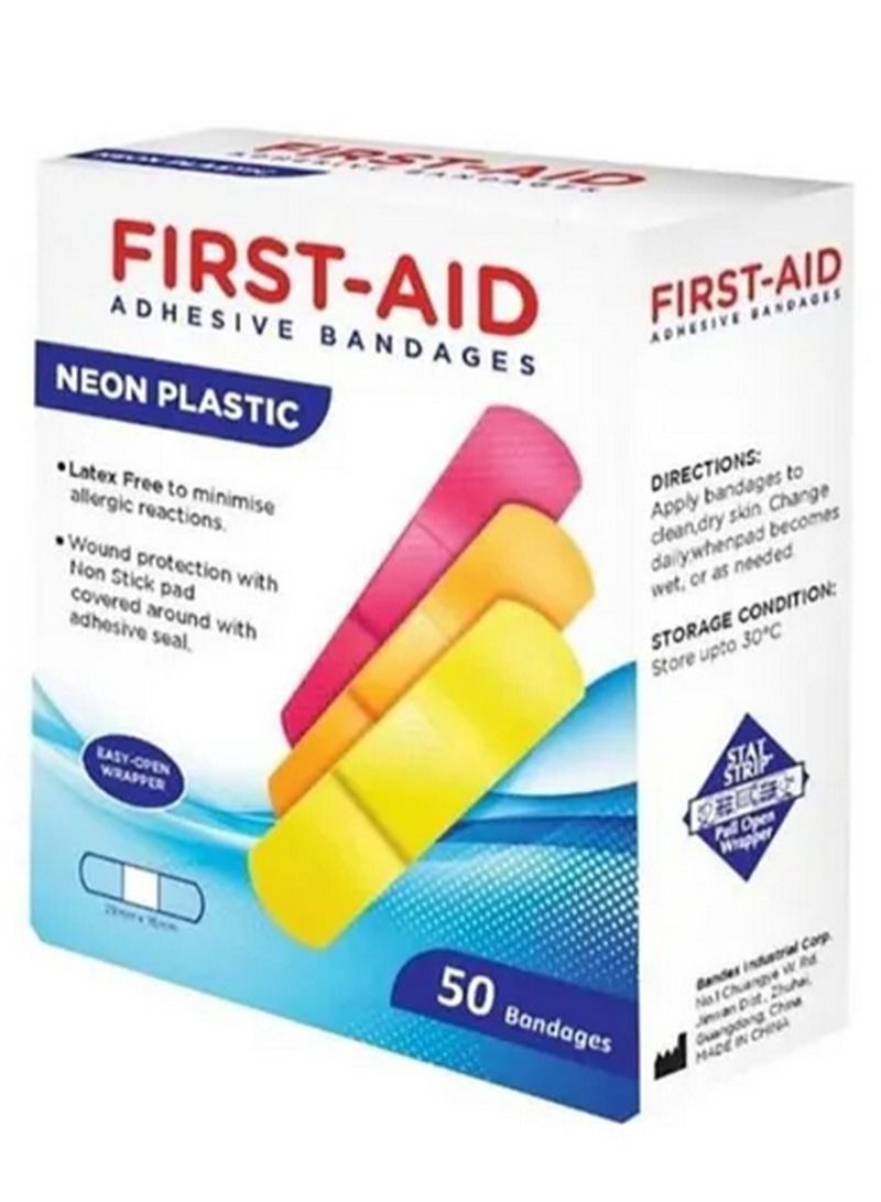Neon Plastic Bandages 50 Pieces