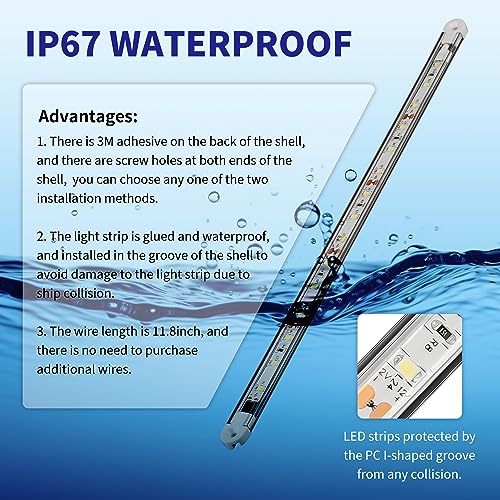 RVZONE LED Boat Interior Lights, Boat Led Strip Lights Marine Led Lighting Waterproof Strip Night Fishing Lights for Yacht Fishing Pontoon,2 Pcs - Image 3