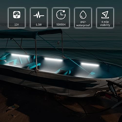 RVZONE LED Boat Interior Lights, Boat Led Strip Lights Marine Led Lighting Waterproof Strip Night Fishing Lights for Yacht Fishing Pontoon,2 Pcs - Image 4