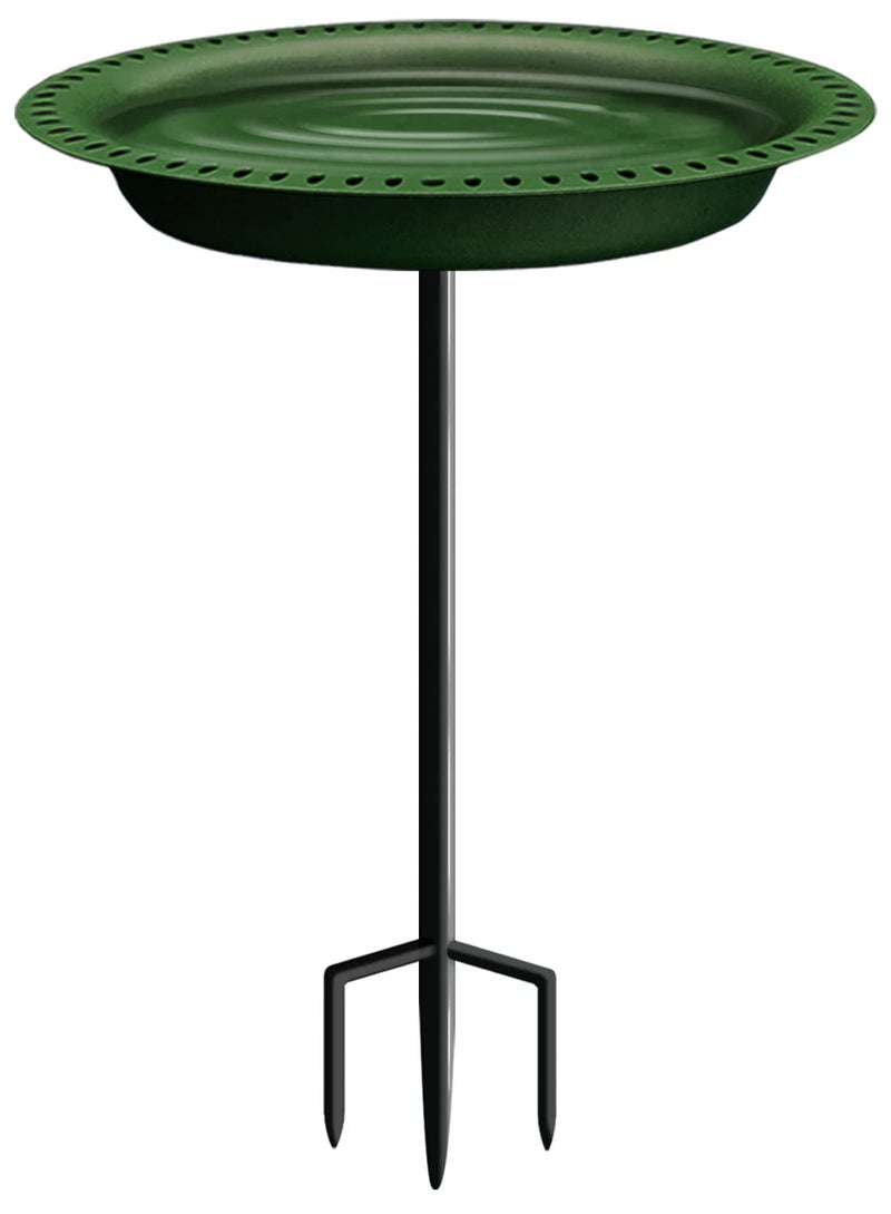 Garbuildman Extra-Large Freestanding Birdbath Bowl, Detachable Decoration Spa with Metal Stake Stand & Birdfeeder for Outdoor Garden, Oval Style, Green - Image 1
