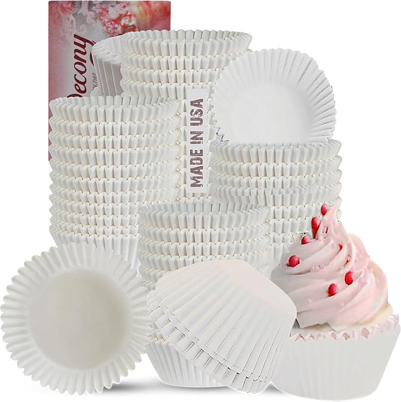 Decony White Standard Size Cupcake Paper Baking Cup Liners- 2'' x 1-1/4=4.5 -APPX. 2 PACK 500= 1000 PACK - Image 1