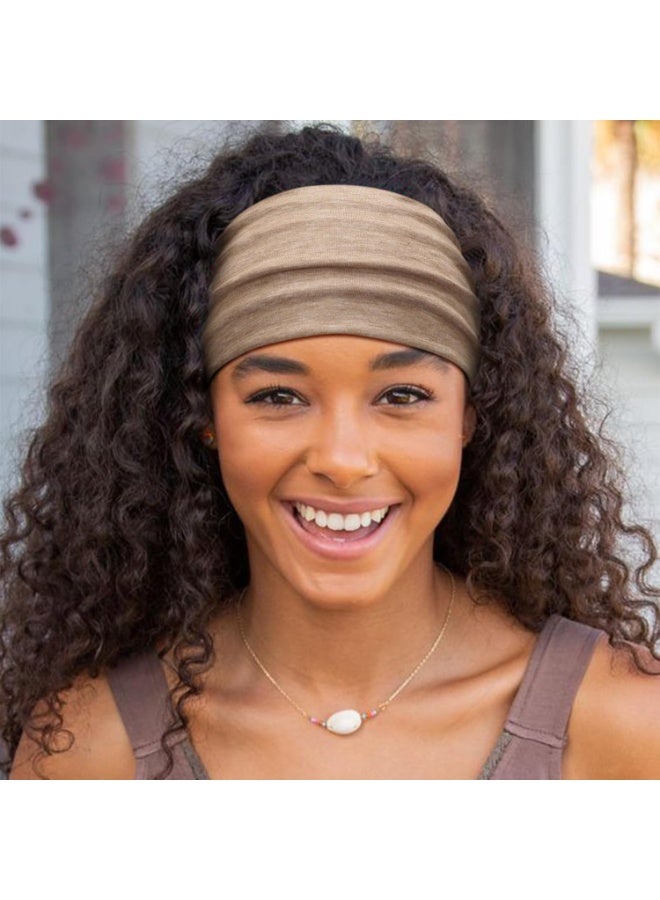 عصابة رأس قطنية محبوكة للنساء – 95% قطن بتصميم توربان مع عقدة لطيفة، إكسسوار شعر ناعم ومطاطي (بيج، مقاس واحد) - Image 2