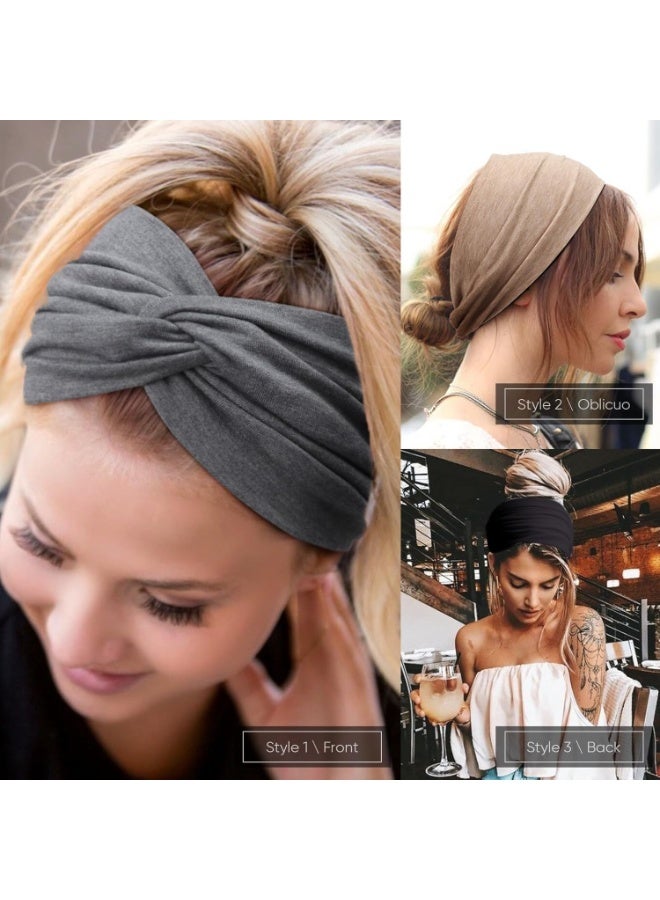 عصابة رأس قطنية محبوكة للنساء – 95% قطن بتصميم توربان مع عقدة لطيفة، إكسسوار شعر ناعم ومطاطي (بيج، مقاس واحد) - Image 3