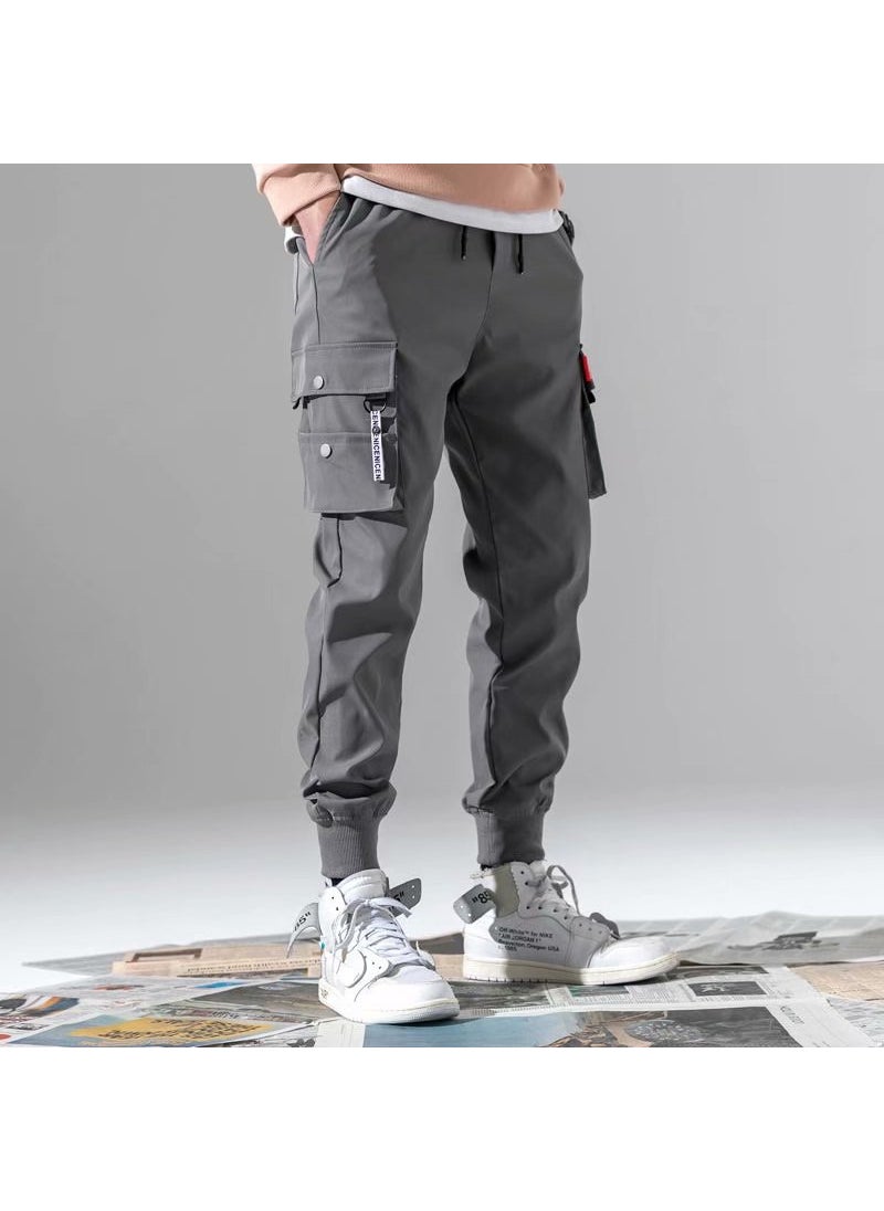 Generic - Spring Autumn 2025 New Mens Cargo Pants Trendy Brand Balance Harajuku Casual Pants Foot Bundling Casual Pants Male INS Wholesal Gray - Image 1