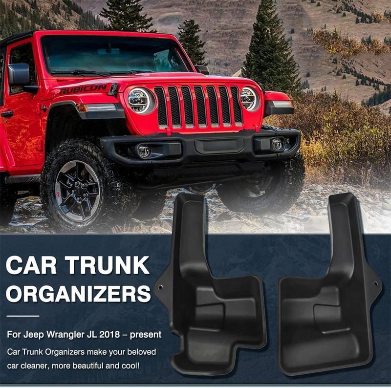 Azonee Trunk Storage Box Tray Fit for Jeep Wrangler JL 2018-2024, Azonee 2 Pack Rear Cargo Side Trunk Storage Tray Organizers Cargo Organizer, Black, Not for Jeep Wrangler Rubicon 4XE / JLU 4XE - Image 2