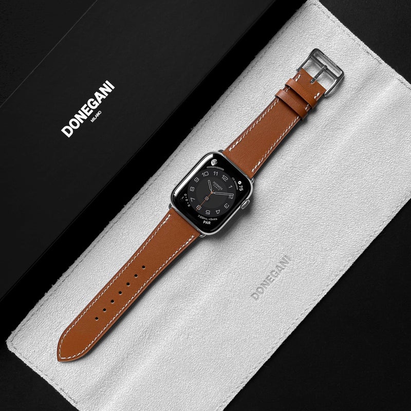DONEGANI LB1 Leather Band for Apple Watch Bands Women Men Se Ultra 2 40mm 44mm 46mm 42mm 45mm 41mm 38mm 49mm Series 10 9 8 7 6 5 4 3 iWatch Strap Silicone Brown - Image 5