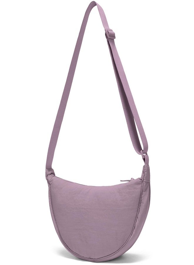 YIKOEE Crescent Bag for Women Men Small Sling Crossbody Bag with Half Moon Shape, Purple, Small - Image 1