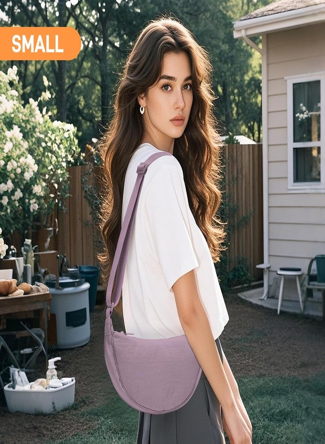 YIKOEE Crescent Bag for Women Men Small Sling Crossbody Bag with Half Moon Shape, Purple, Small - Image 2