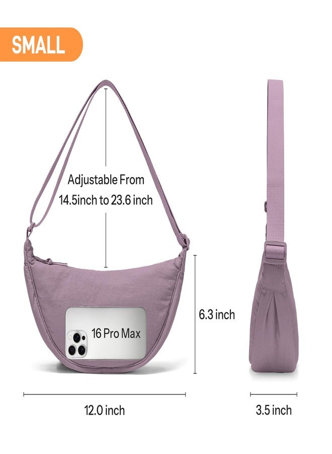 YIKOEE Crescent Bag for Women Men Small Sling Crossbody Bag with Half Moon Shape, Purple, Small - Image 3