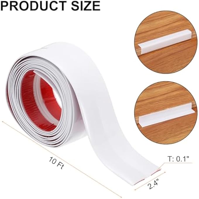 WALL MOLDING TRIM 2.4" 10 FT FLEXIBLE CAULK STRIP PEEL AND STICK WALL CORNER PROTECTOR SELF ADHESIVE WALL MOLDING STRIP FOR WALL EDGE NOOK CEILING, WHITE - Image 2