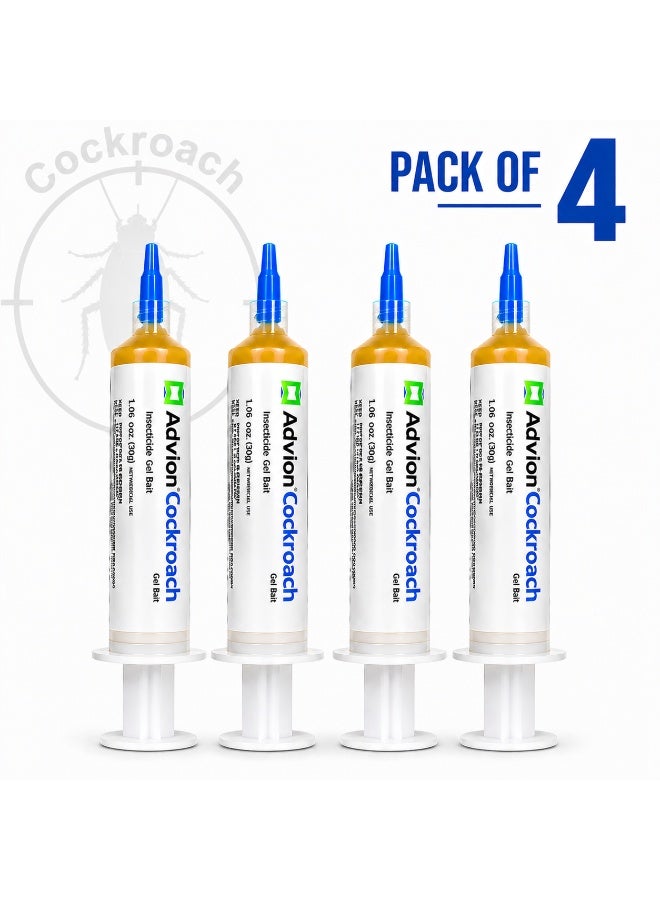 Cockroach Advion Cockroach Gel Bait 30g (Pack of 4) Powerful Roach Killer, Fast Acting Insecticide Gel for Kitchen, Bathroom & Home, Long Lasting Pest Control Solution - Image 1