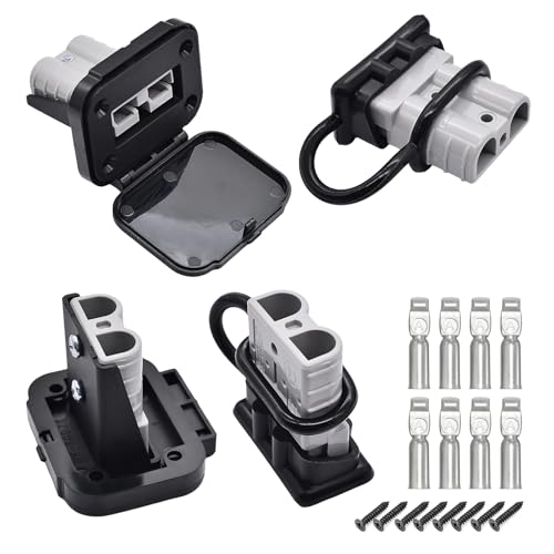 GZSH Anderson Plug 4PCS 50A Quick Connect Wire Connectors with Mount and Cap 126 AWG Battery Quick Disconnect for Car RV Trunk Boat Winch 12V36V Battery Quick Connect Waterproof SB50 Gray - Image 1