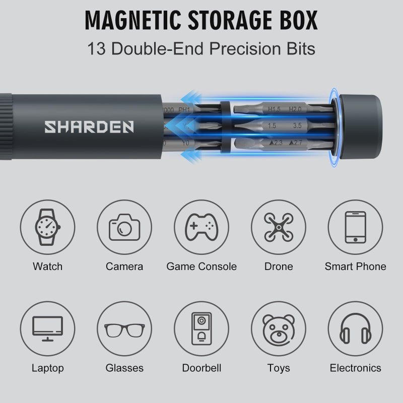 Sharden 27-In-1 Precision Screwdriver Set Multi Bit Small Screwdriver Magnetic Mini Screwdriver Set Pen Style Manual Repair Tool Kit For Eyeglass  Watch  Computer  Jewelers  Laptop  Electronics  Phone - Image 2