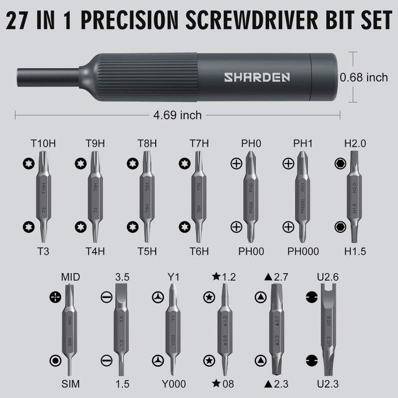 Sharden 27-In-1 Precision Screwdriver Set Multi Bit Small Screwdriver Magnetic Mini Screwdriver Set Pen Style Manual Repair Tool Kit For Eyeglass  Watch  Computer  Jewelers  Laptop  Electronics  Phone - Image 4