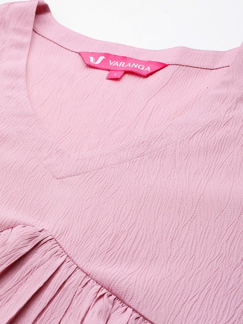Varanga Women's Viscose Blend A-Line Maxi Dress - Elegant Pink Dress for Casual (Extra Large) - Image 4