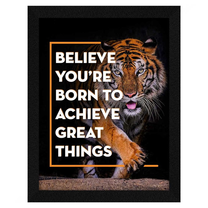 ArtX Paper Motivational Quote Believe Youre Born To Achieve Great Things Framed Wall Art Painting Multicolor Abstract 10 X 13 Inches Set of 1 - Image 1