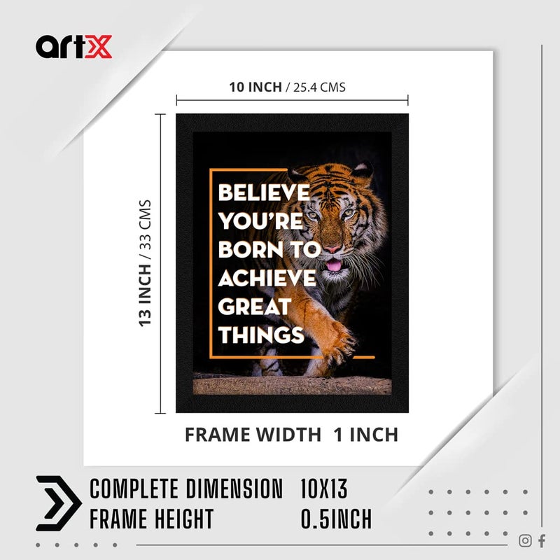 ArtX Paper Motivational Quote Believe Youre Born To Achieve Great Things Framed Wall Art Painting Multicolor Abstract 10 X 13 Inches Set of 1 - Image 2