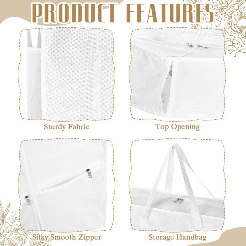 Ribbonlic 2 Pcs 70" Wedding Dress Garment Bag and 8" Gusseted Tote Bag Set for Wedding Garment Storage and Travel Prom - Image 3