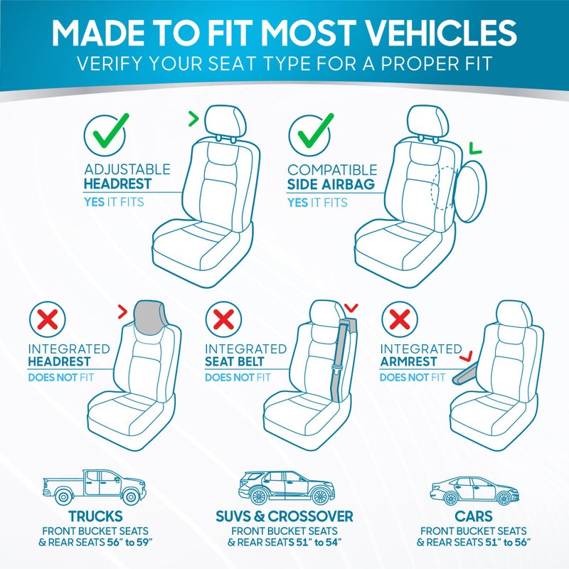 BDK PolyPro Seat Covers Full Set in Solid Black - Front and Rear Split Bench Covers, Easy to Install for Auto Trucks Van SUV Car - Image 2