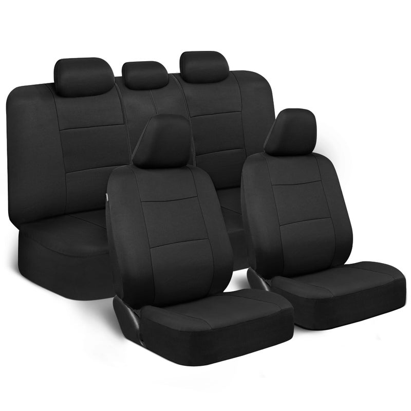 BDK PolyPro Seat Covers Full Set in Solid Black - Front and Rear Split Bench Covers, Easy to Install for Auto Trucks Van SUV Car - Image 1