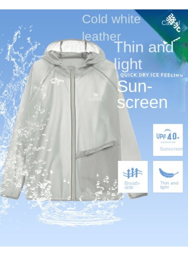 كاميل سترة واقية من الشمس باللون الأبيض البارد 25 واقي شمسي صيفي ملابس رياضية خفيفة الوزن ملابس خارجية سترة قابلة للتنفس للنساء والرجال ملابس واقية من الشمس - Image 1