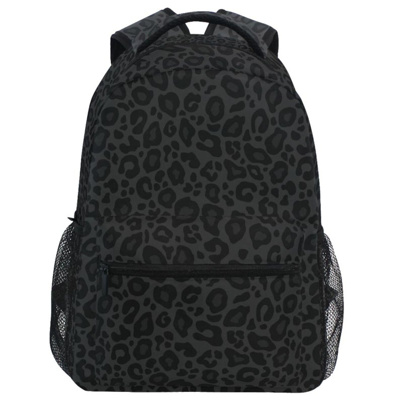 Oarencol Black Leopard Backpack Animal Skin Print Bookbag Daypack Travel Hiking Camping School Laptop Bag - Image 2