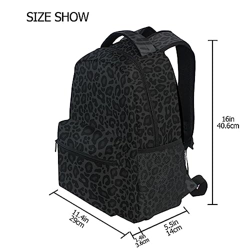 Oarencol Black Leopard Backpack Animal Skin Print Bookbag Daypack Travel Hiking Camping School Laptop Bag - Image 3