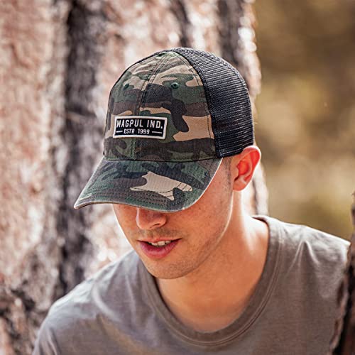 Magpul Trucker Hat Snap Back Baseball Cap, One Size Fits Most, Established Garment Washed Woodland Camo - Image 5