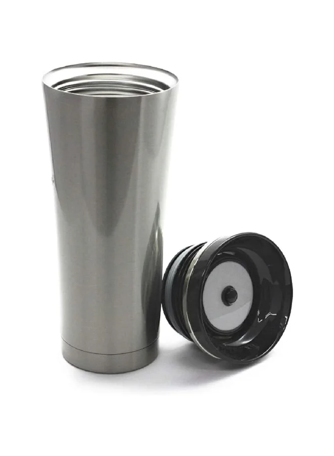 THERMOS Vacuum Insulated Double Wall Stainless Steel Tumbler Silver and Black 16oz NS105BK004