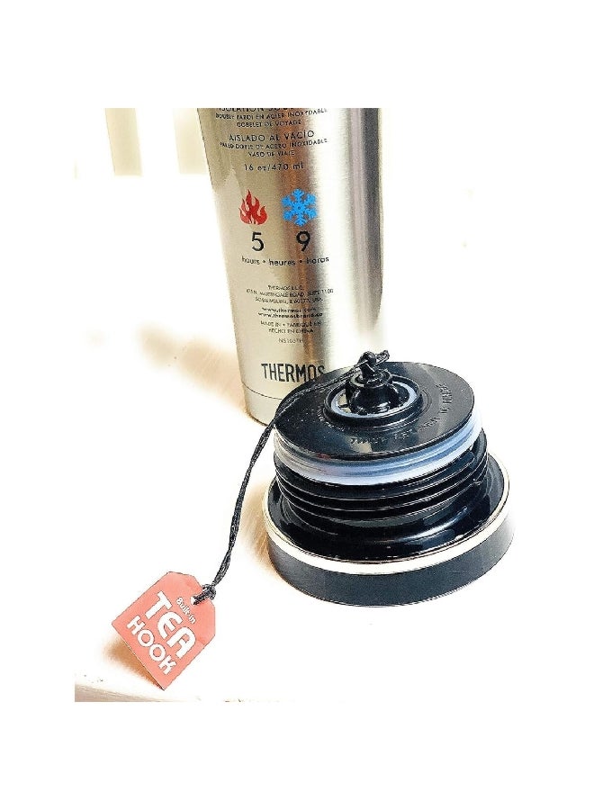 ترموس كوب حراري مزدوج الجدار من الفولاذ المقاوم للصدأ معزول بالفاكيوم فضي وأسود  أونصة - Image 4