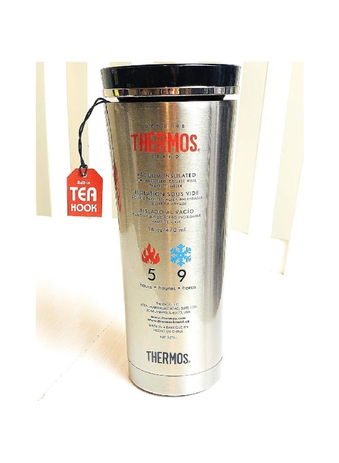 ترموس كوب حراري مزدوج الجدار من الفولاذ المقاوم للصدأ معزول بالفاكيوم فضي وأسود  أونصة - Image 3