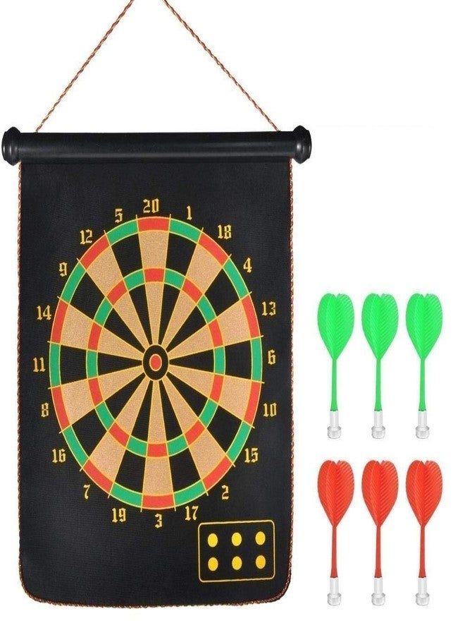 Toyshine Magnetic Power with Double Faced Portable and Foldable Dart Game with 6 Colourful Non Pointed Darts for Kids, Multicolour, 17-Inch (SSTP) - Image 2