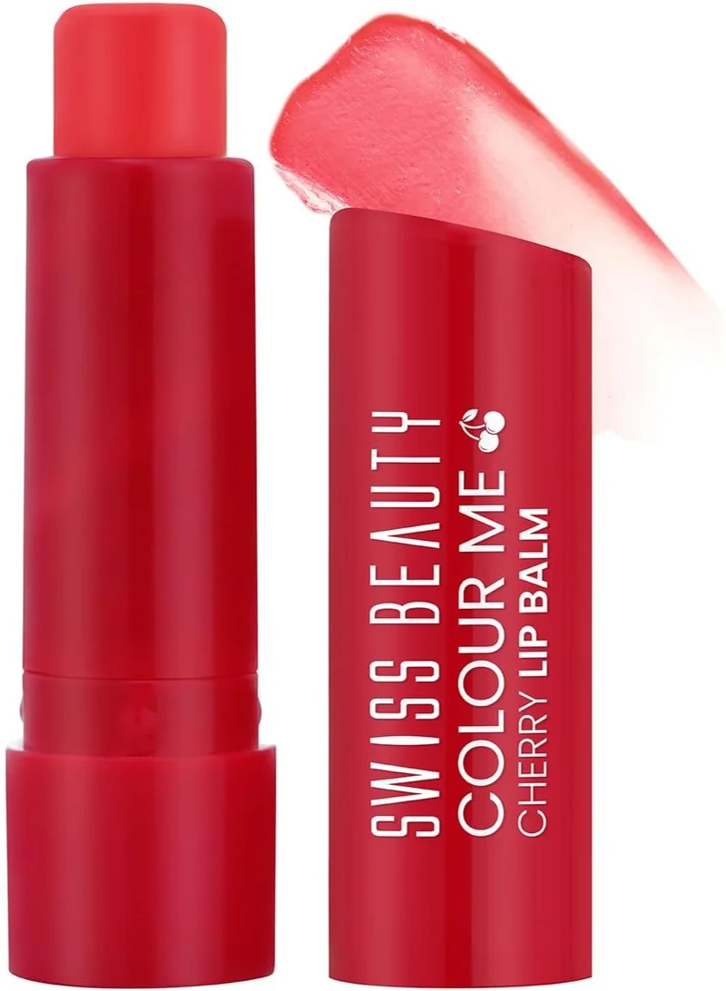 Swiss Beauty Swiss Beauty Colour Me Tinted Lip Balm with 12 Hours of Hydration | For Dry & Chapped Lips | With SPF 15, Shea Butter and Vitamin E | Long Lasting Glossy Finish Lip Balm | Shade - Cherry Pop, 4.5g