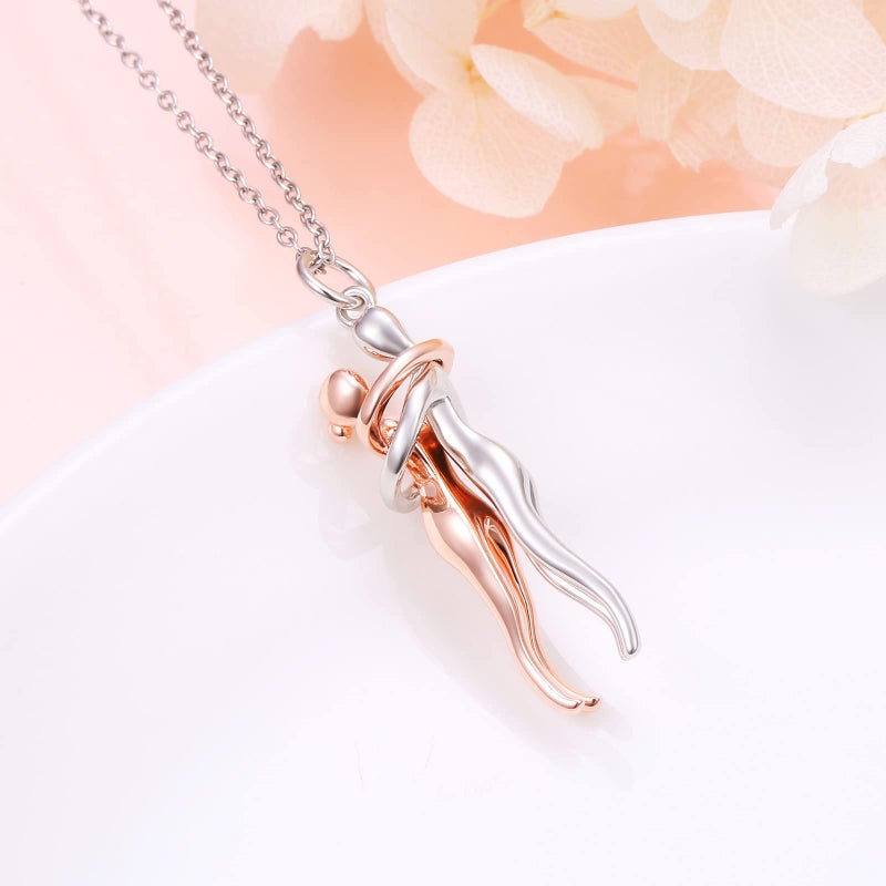 FLYOW Hug Couple Necklace S925 Sterling Silver Hugging Necklace Beloved Jewelry for Him and Her,Lover Valentines day Gift Rose Gold - Image 3