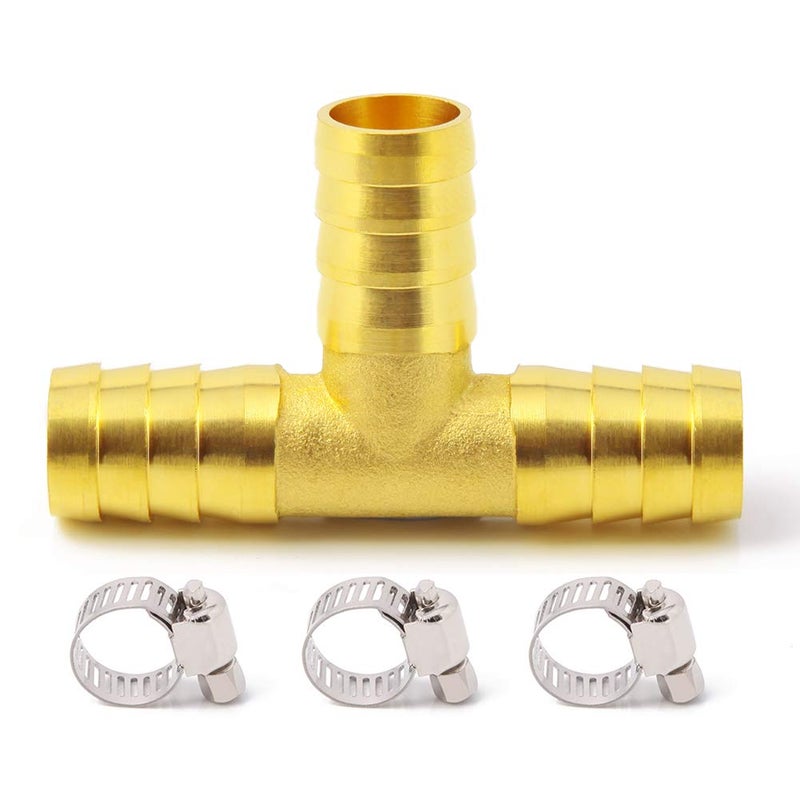 Metaland Brass 3/4" Barbed Tee Fitting 3 Way T Shape Adapter with Hose Clamps - Image 4