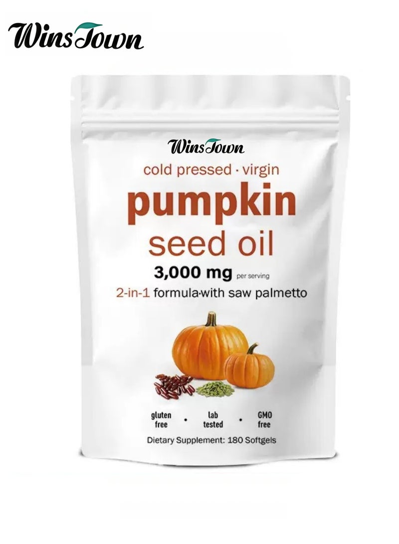 وينز تاون كبسولات زيت بذور اليقطين، مكمل غذائي فاخر من زيت بذور اليقطين، يدعم صحة المسالك البولية والمثانة والبروستاتا، 180 كبسولة - Image 1