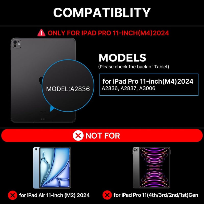 typecase لوحة مفاتيح Edge لجهاز iPad Pro 11 (M5-2025 و M4-2024)، إضاءة خلفية بـ 11 لونًا ولوحة تتبع متعددة اللمس بدقة، حامل مغناطيسي عائم، أسود'25 (لا يناسب A16/10th/ Air 11) - Image 2