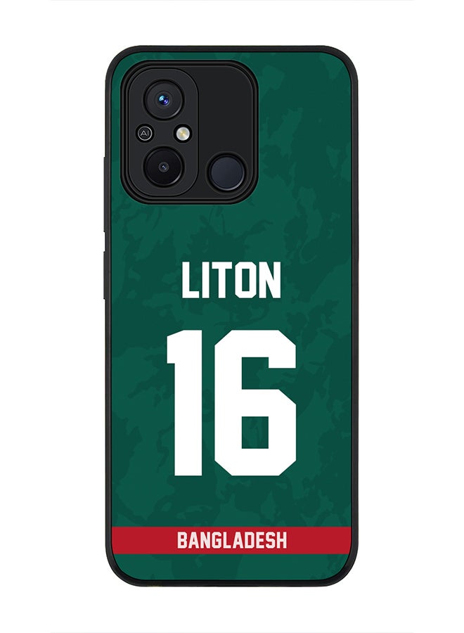 Stylizedd Cover for Xiaomi Redmi 12C 4G Case, Rugged Black Slim Fit Soft Flexible Thin Protective Phone Cases - Player Name - Liton Das, Jersey Number- 16 - Image 1