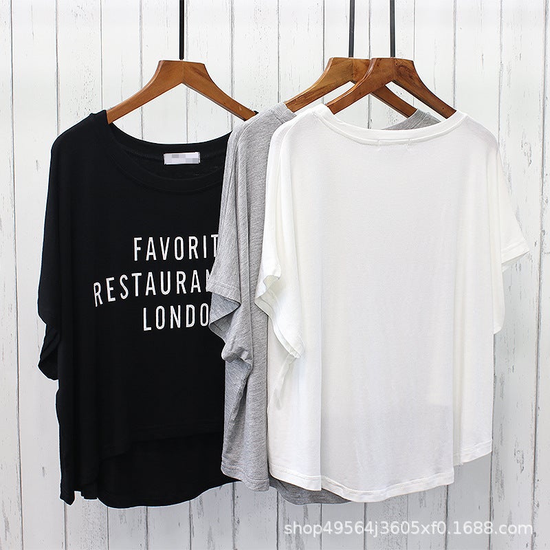 Summer Modal Round Neck T-Shirt Women's Loose Slim Short Sleeve Irregular Easiest for Match Large Size Sports Top 2018 - Image 3