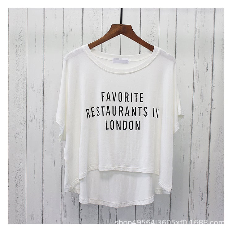 Summer Modal Round Neck T-Shirt Women's Loose Slim Short Sleeve Irregular Easiest for Match Large Size Sports Top 2018 - Image 1