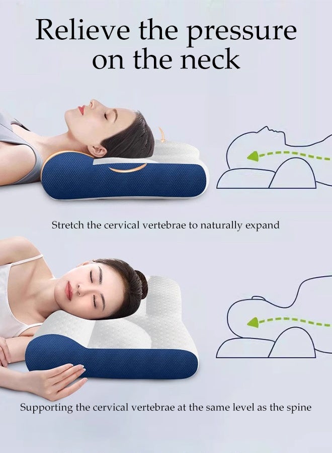 DUNISO 3D Memory Foam Pillow Comfortable Supportive Neck pillow Cervical Orthopedic Deep Sleep Neck Pillow Ergonomic Supportive Washable Cervical Pillow High-Density Memory Foam Neck Bolster Pillow for Side,Back,Stomach Sleepers - Image 3