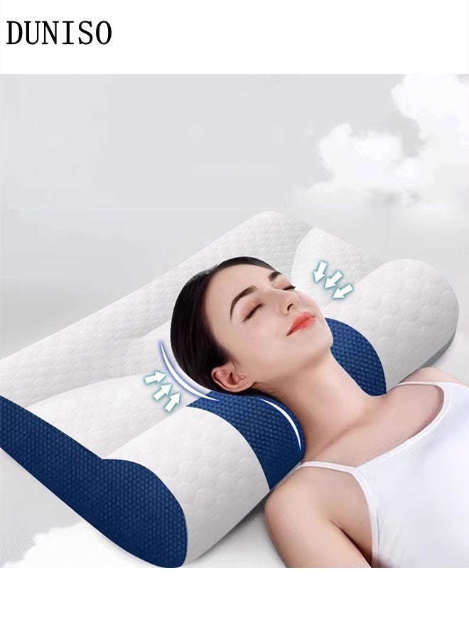 DUNISO 3D Memory Foam Pillow Comfortable Supportive Neck pillow Cervical Orthopedic Deep Sleep Neck Pillow Ergonomic Supportive Washable Cervical Pillow High-Density Memory Foam Neck Bolster Pillow for Side,Back,Stomach Sleepers - Image 1