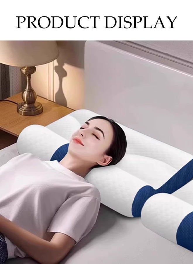 DUNISO 3D Memory Foam Pillow Comfortable Supportive Neck pillow Cervical Orthopedic Deep Sleep Neck Pillow Ergonomic Supportive Washable Cervical Pillow High-Density Memory Foam Neck Bolster Pillow for Side,Back,Stomach Sleepers - Image 2